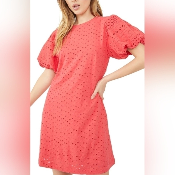 NWT Free People Puff Sleeve Eyelet Dress Size Large - Picture 2 of 10